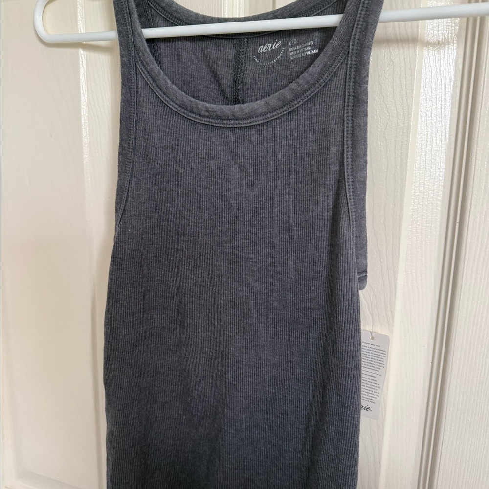 Aerie Charcoal Ribbed Tank Top